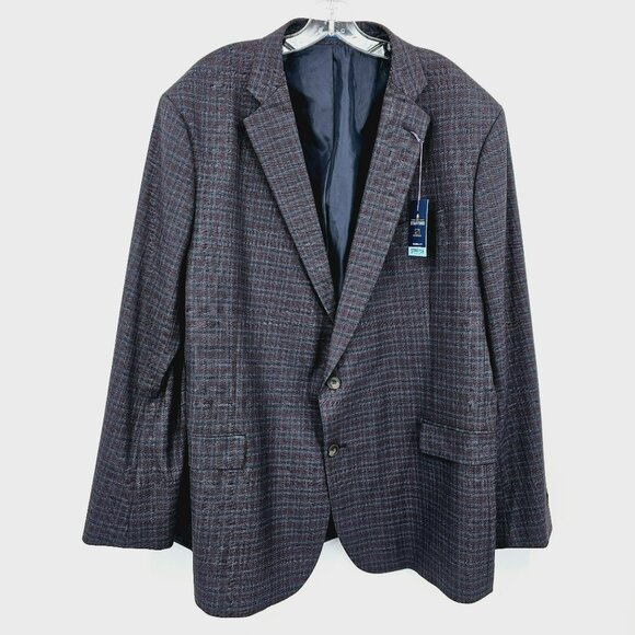 Stafford Classic Fit Blazer Coat 52R 2 Button Stretch Seasonal Texture Plaid New - Picture 13 of 13